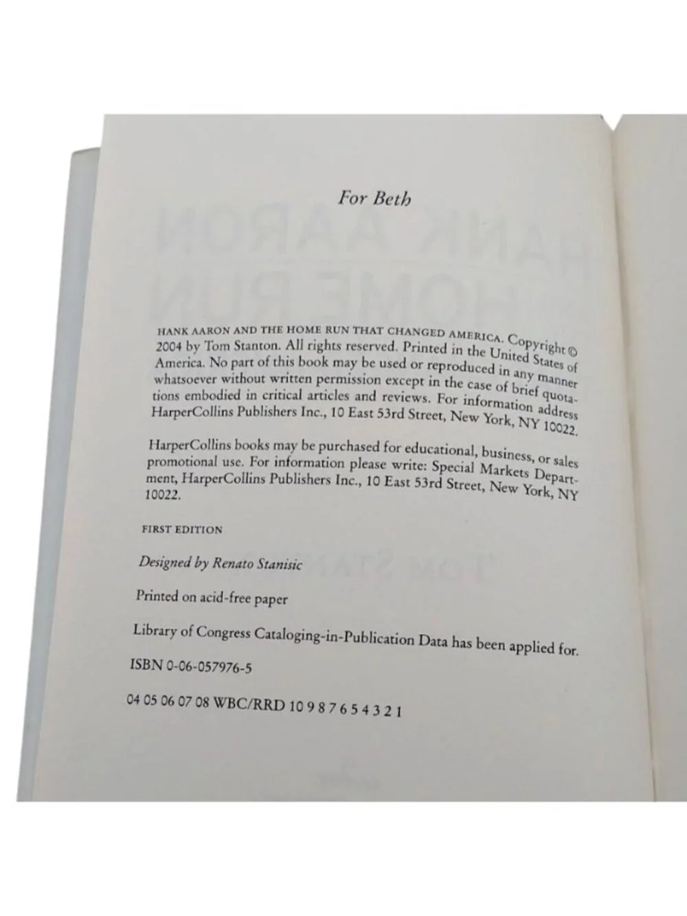 Hank Aaron and the Home Run That Changed America Book First Edition Tom Stanton